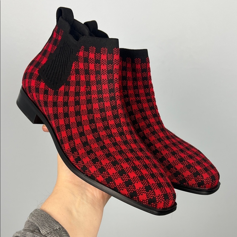 Vivaia Ryan Pro women’s pull on Chelsea ankle boots red and black checkered 43